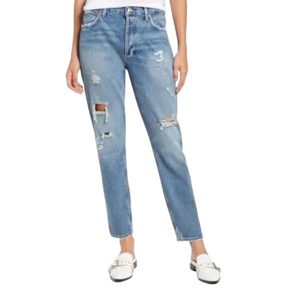AGOLDE Feel Good High Rise Classic Jeans Distressed Button Fly I Size: 23 - Picture 1 of 11